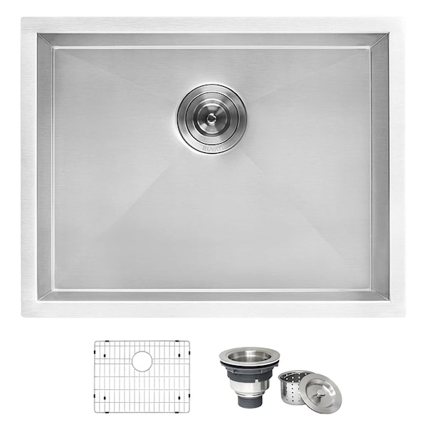 Ruvati 24"x18"x13" Deep Laundry Utility Sink Undermount 16 Gauge SS RVU6124 - main
